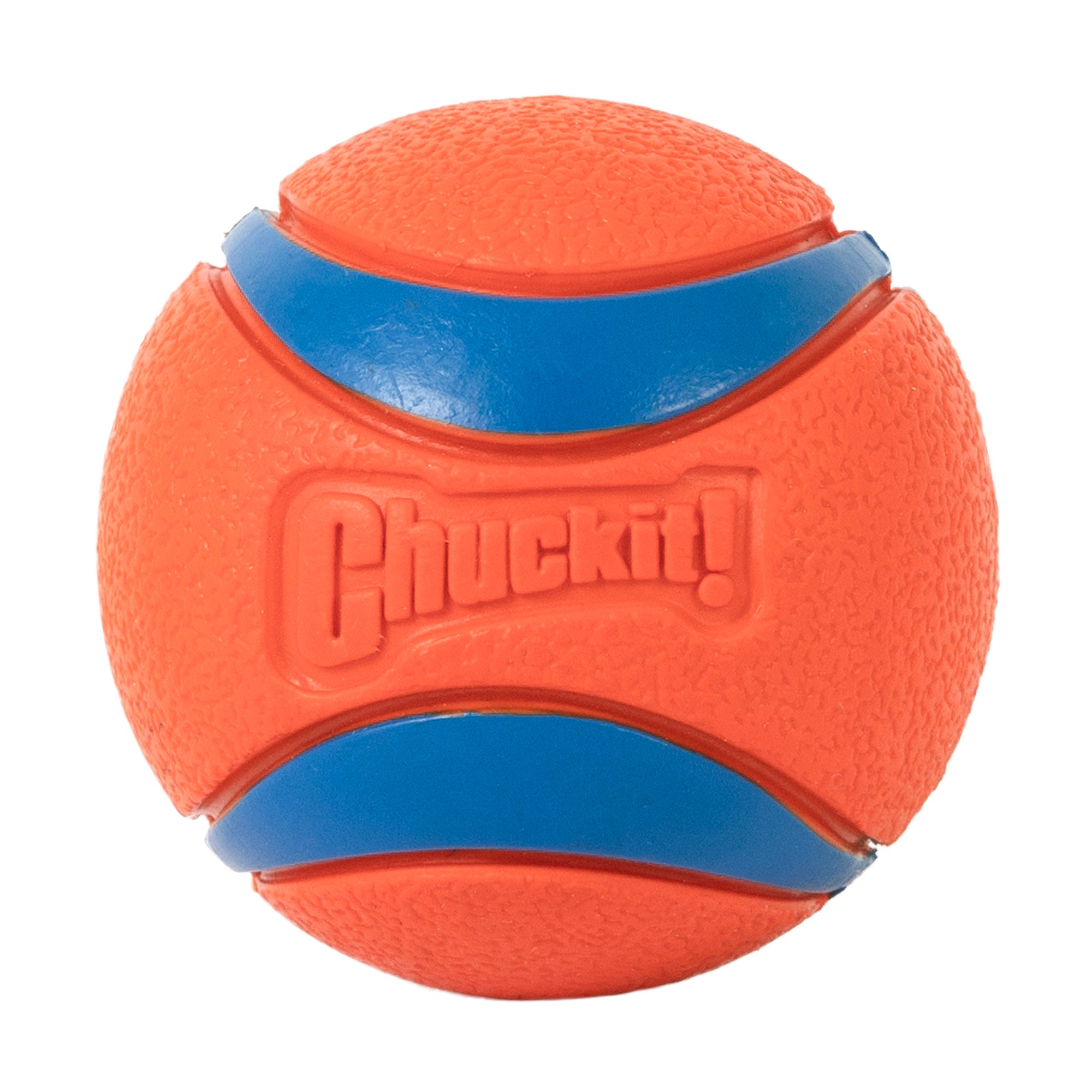 The Chuckit! RingChaser and Fetch Toy Set by Pet-mates, featuring an orange textured toy with blue stripes and Chuckit! embossing, is perfect for endless fun with the Ultra Fetch Stick.