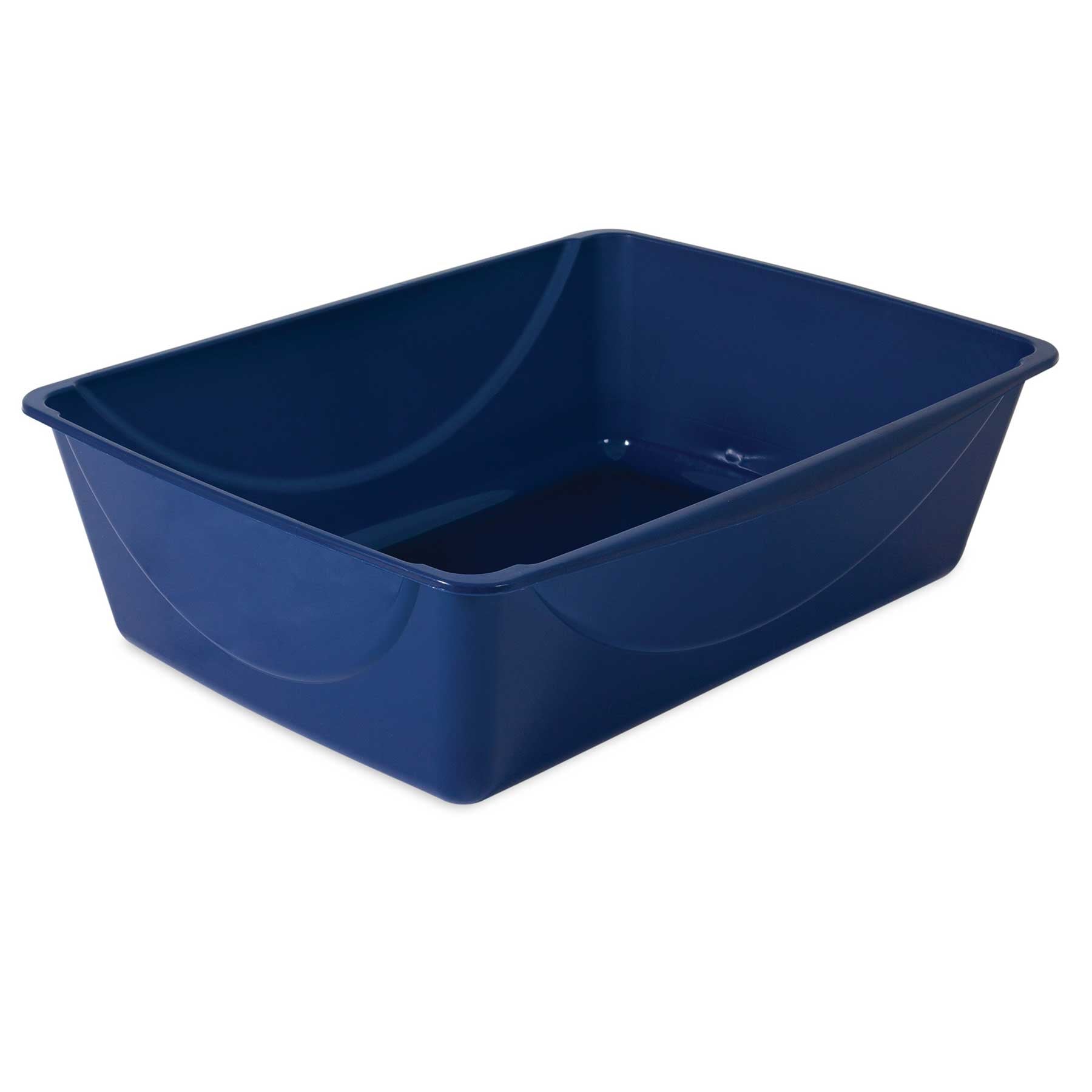 The Pet-mates Basic Litter Box by Pet-mates is a deep blue rectangular plastic bin crafted with EcoTech™ resin, featuring smooth edges and slightly curved sides, all set against a white background.
