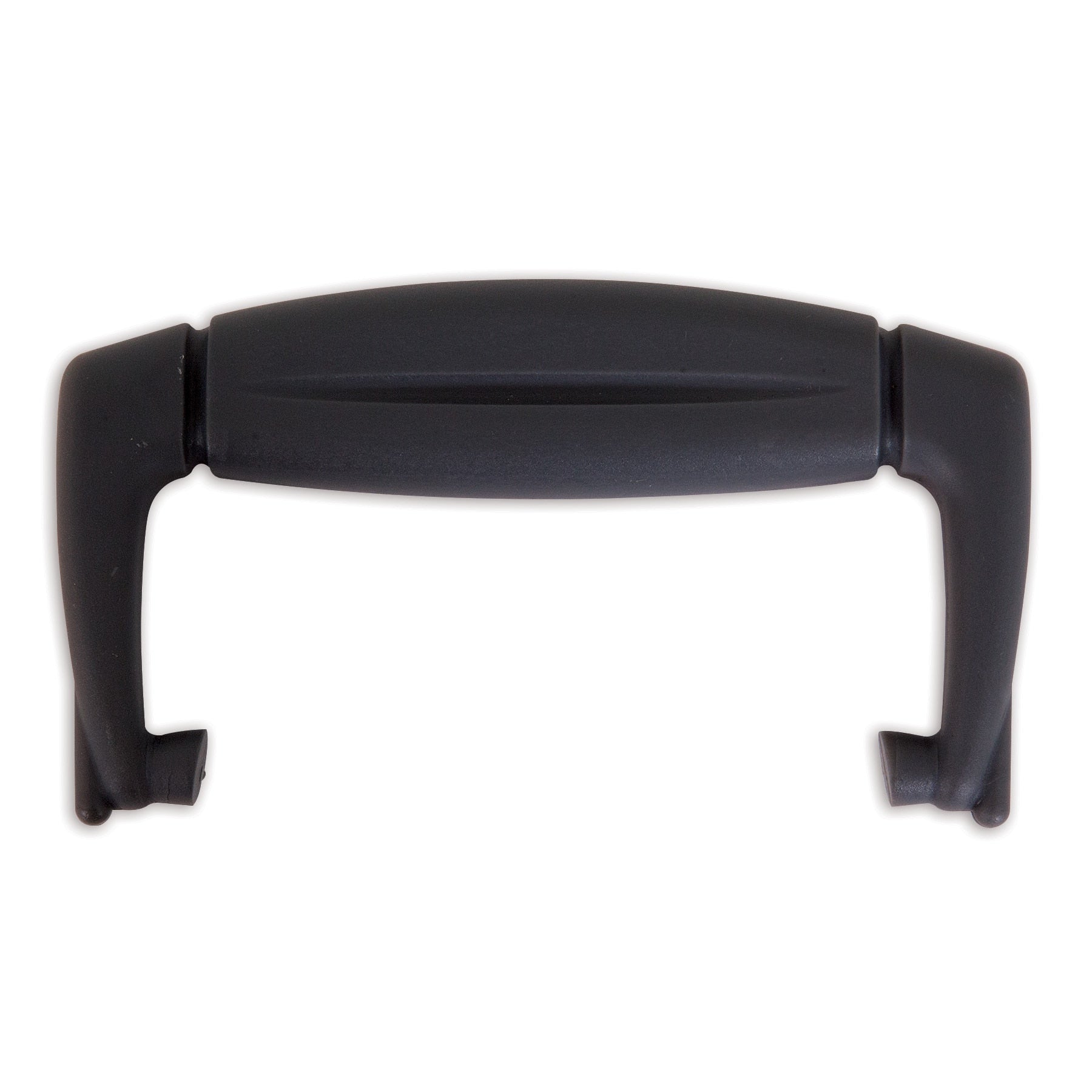 The Pet-mates Replacement Plastic Kennel Handle, featuring two angled connectors and a smooth ergonomic design for a comfortable grip, is ideal for attaching to suitcases or bags.