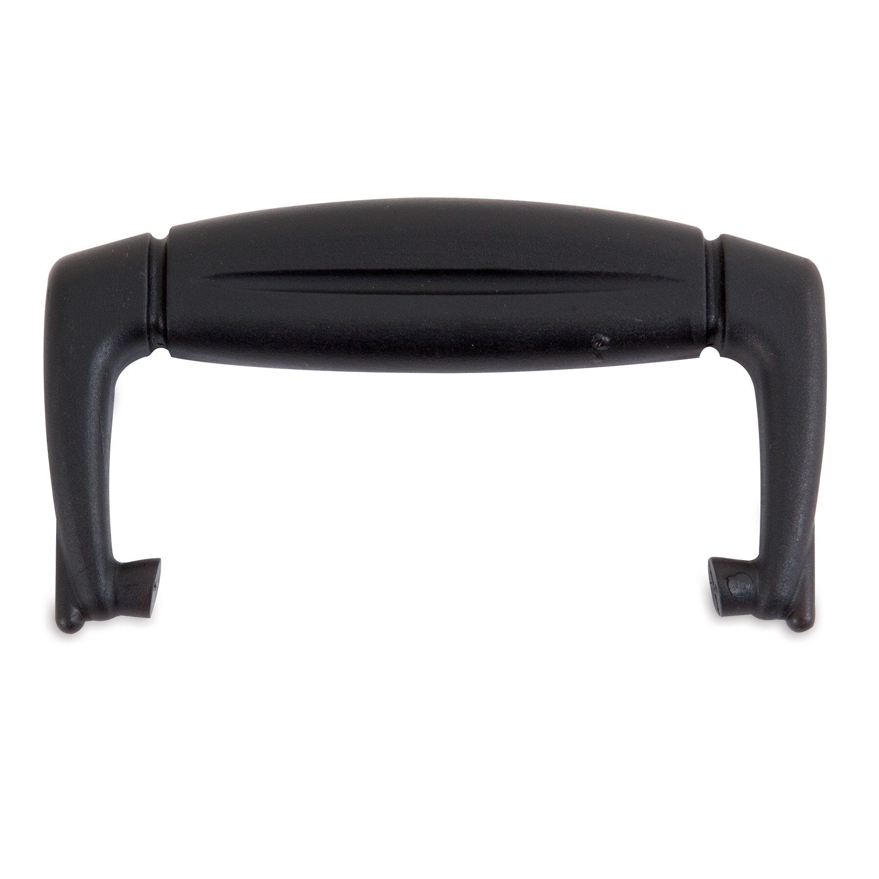 The Replacement Black Kennel Handle by Pet-mates is designed for top load carriers and kennels, featuring a smooth central grip with two angled attachment ends for easy transport.