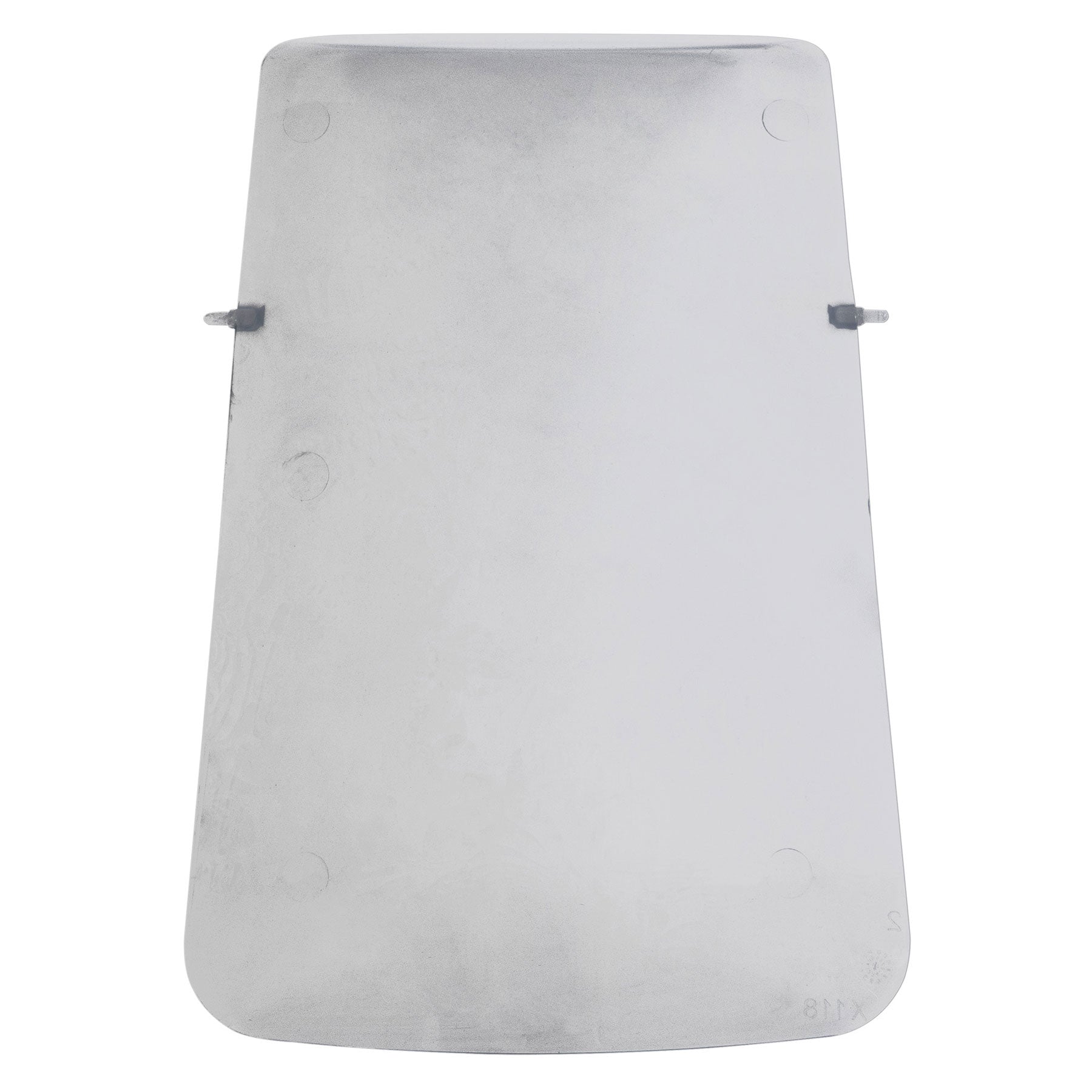 The Large Replacement Door for Hooded Wave Litter Pans by Pet-mates is a transparent, rectangular plastic shield with rounded corners featuring side mounting brackets and a smooth, easy-to-clean, slightly reflective surface for durability.