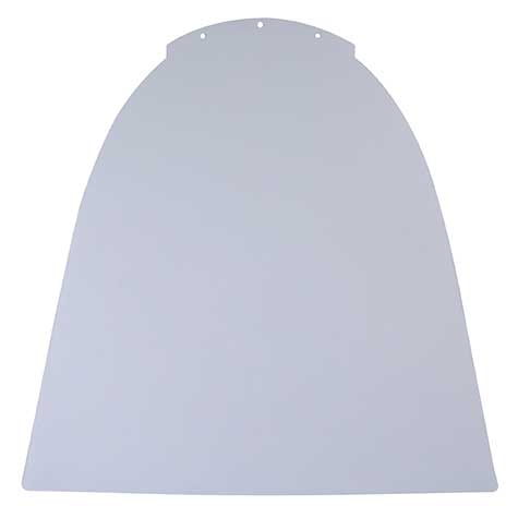 The Pet-mates Dogloo XT Door, echoing Pet-matess practical design ethos, has a clear plastic face shield with a rounded top featuring three small holes for easy attachment. Its smooth, slightly curved shape offers a minimalist design ideal for those who value simplicity and functionality.