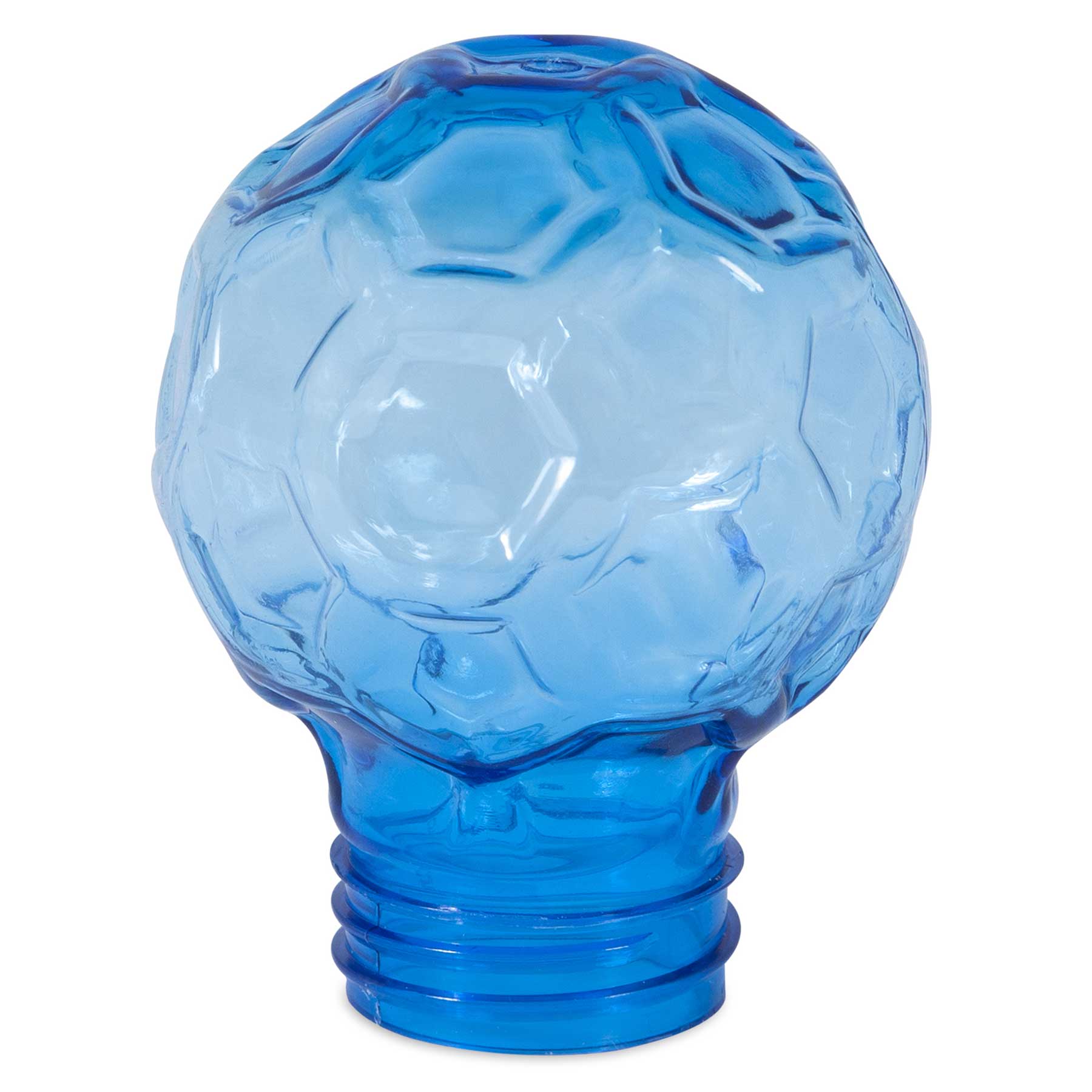 The JW Puppy Connects Crinkle Ball Replacement is a blue light bulb with a textured surface like a Crinkle Ball soccer ball, ideal as an attachment replacement. It features a standard screw base at the bottom.