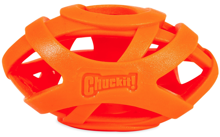 Part of the Chuckit! Fetch & Float Toy Bundle, this orange rubber ball features an open lattice design. Although branded by Pet-mates, it shows Chuckit! on its surface, making it ideal for your pups playtime.
