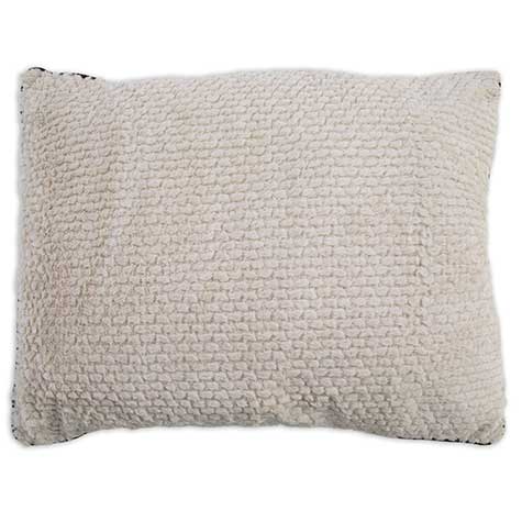 A rectangular cream Pet-mates Two-Sided Fashion Dog Pillow Bed against a white background. Its chunky, woven texture gives it a soft, cozy appearance. This stylish bed is also washable for convenience.