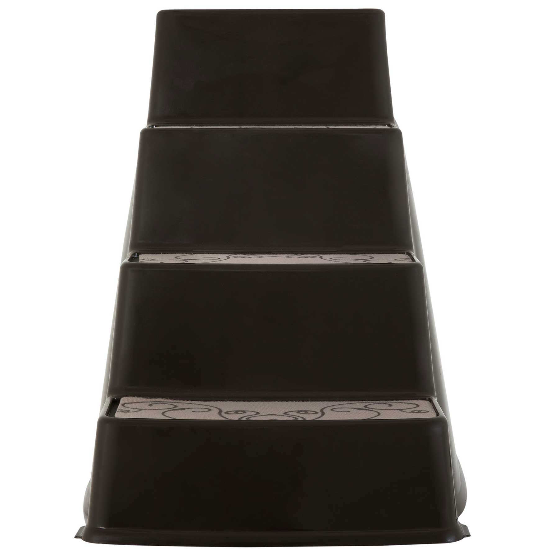 Pet-mates Pet Steps by Pet-mates are lightweight, dark brown stairs with four non-slip steps designed to help small pets safely reach higher areas.