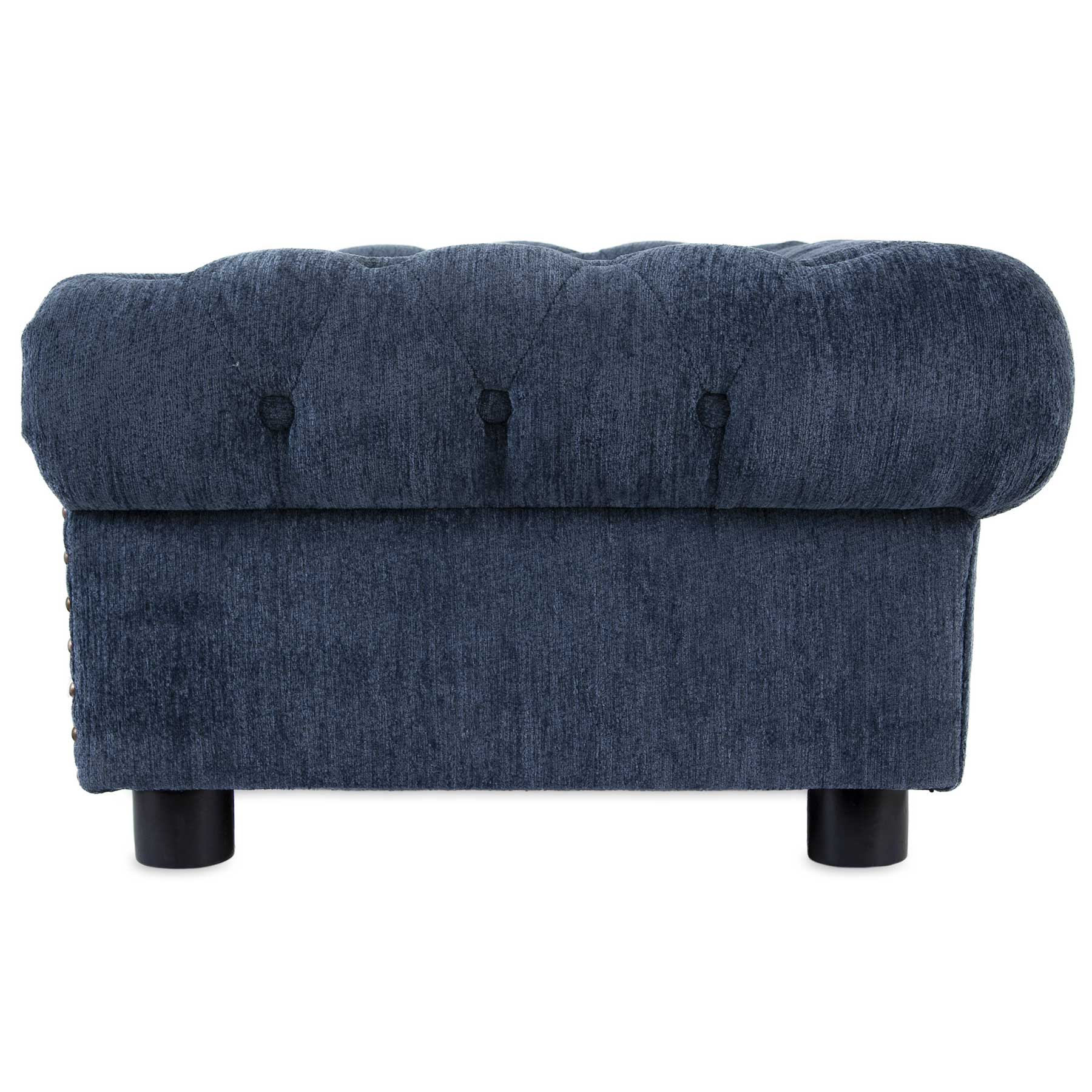 The La-Z-Boy Tuscon Sofa Dog Bed, adorned with elegant button details and short black cylindrical legs, adds style to any room while serving as a comfortable pet furniture piece for your furry companion.