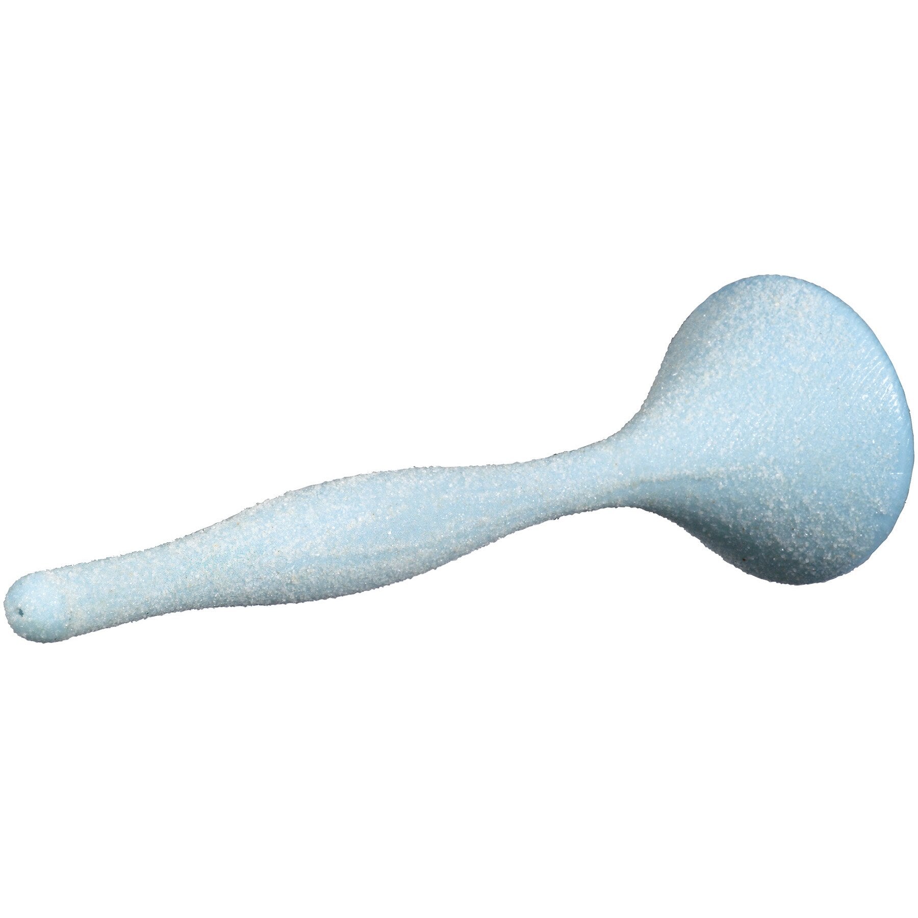 A JW Sand Bird Perch, with a blue elongated, spoon shape and textured surface resembling a small perchs natural environment, is displayed on a white background.